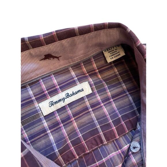 Tommy Bahama Camp Shirt‎ Sun Plaid Viola Purple Size XXL 194156 - Picture 10 of 12
